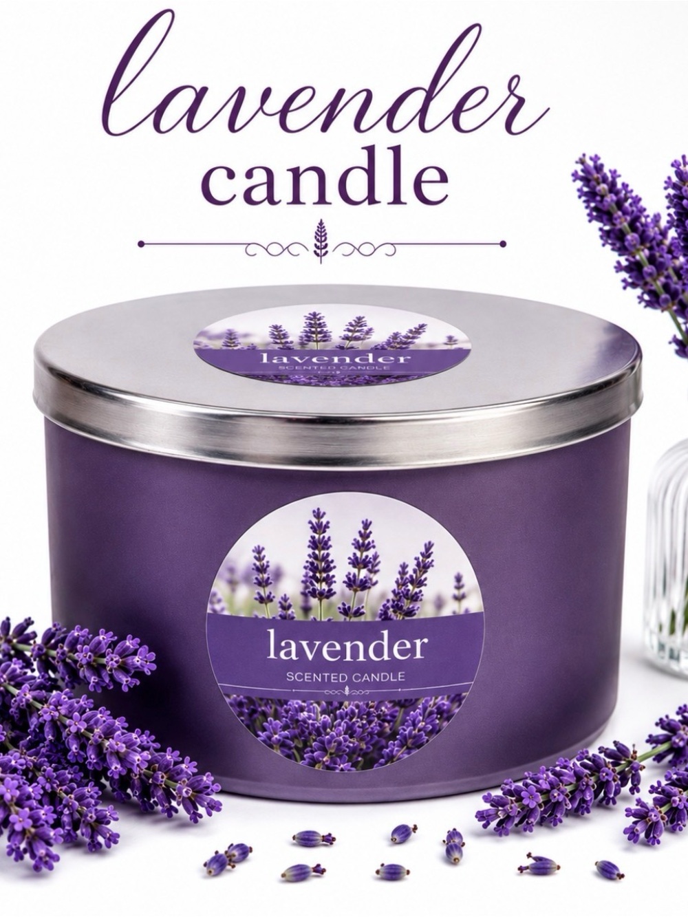 Lavender Scented Candle Tin — Purple